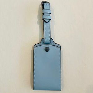 COACH LARGE LUGGAGE TAG  LEATHER - Light blue, id window, snap closure